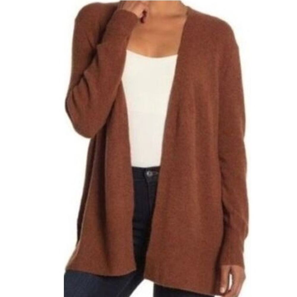 Madewell Cozy Walker Cardigan Alpaca Merino Wool Side Slit Ribbed Brown Medium